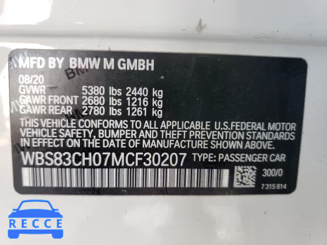 2021 BMW M5 WBS83CH07MCF30207 image 9