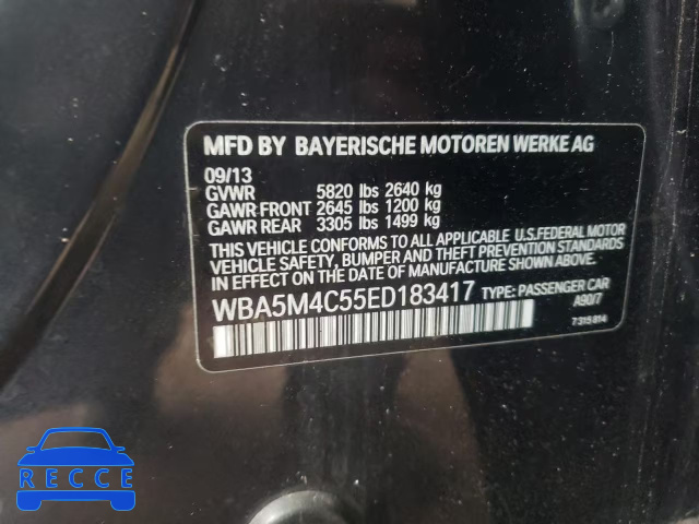 2014 BMW 535 XIGT WBA5M4C55ED183417 зображення 9