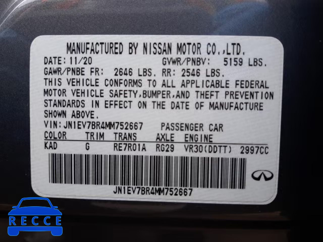 2021 INFINITI Q50 LUXE JN1EV7BR4MM752667 image 9
