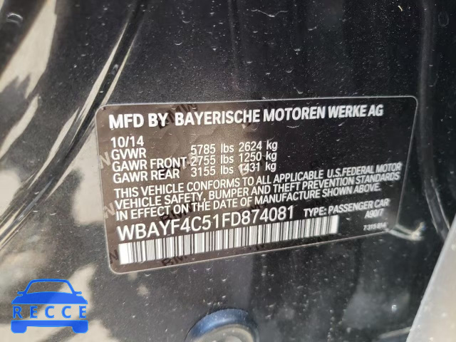 2015 BMW 740 LXI WBAYF4C51FD874081 зображення 9