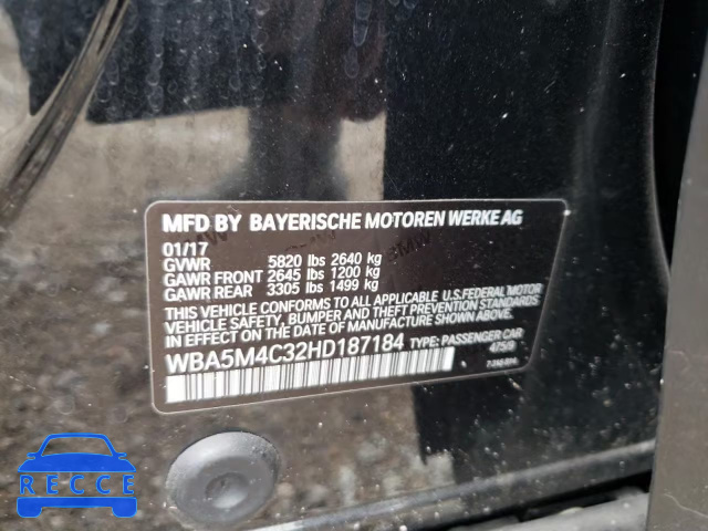 2017 BMW 535 XIGT WBA5M4C32HD187184 зображення 9