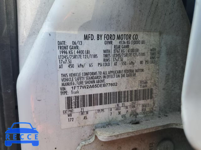 2013 FORD F250 PU 1FT7W2A65DEB77602 image 9
