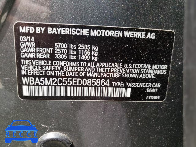 2014 BMW 535 IGT WBA5M2C55ED085864 зображення 9