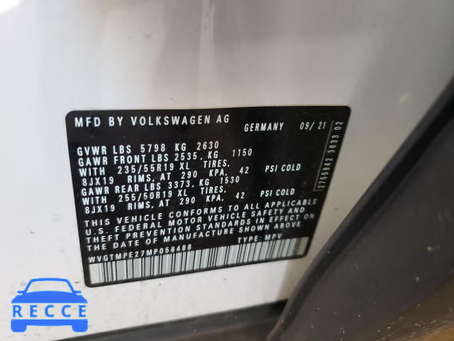 2021 VOLKSWAGEN ID.4 PRO S WVGTMPE27MP058488 image 9