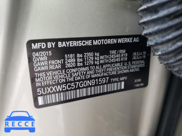 2016 BMW X4 XDRIVE3 5UXXW5C57G0N91597 Bild 9
