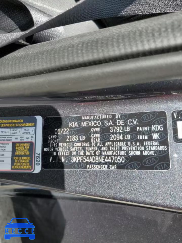2022 KIA FORTE GT L 3KPF54AD8NE447050 image 9