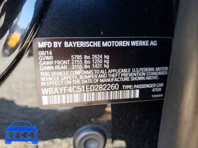 2014 BMW 740 LXI WBAYF4C51ED282260 зображення 9
