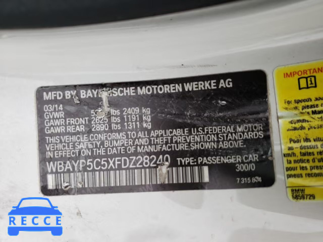 2015 BMW 640 XI WBAYP5C5XFDZ28240 зображення 9