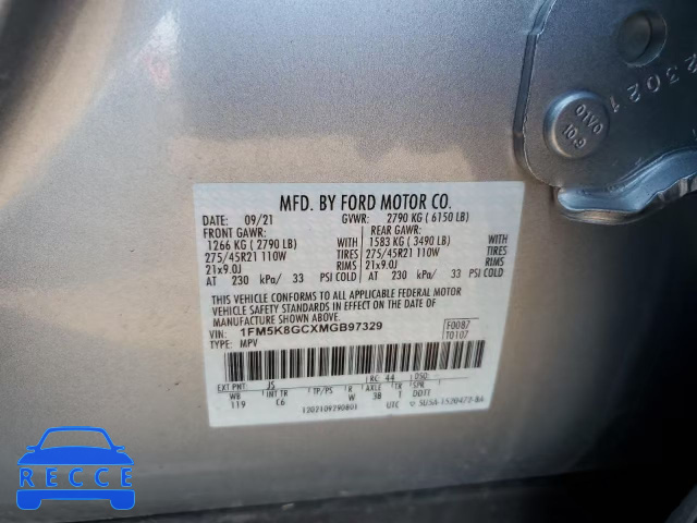 2021 FORD EXPLORER S 1FM5K8GCXMGB97329 image 9