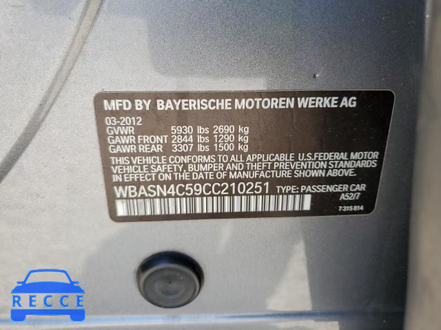 2012 BMW 550 IGT WBASN4C59CC210251 image 9