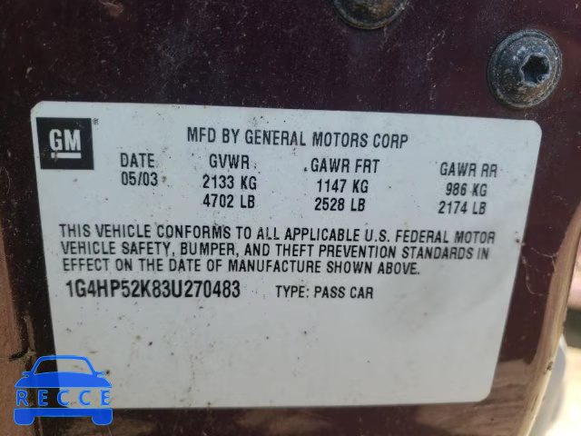 2003 BUICK LE SABRE 1G4HP52K83U270483 image 9