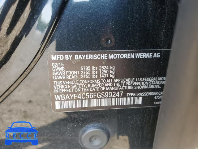 2015 BMW 740 LXI WBAYF4C56FGS99247 image 9