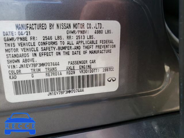 2021 INFINITI Q50 LUXE JN1EV7BP3MM707444 зображення 9