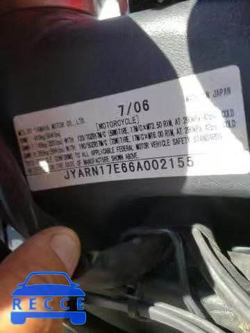 2006 YAMAHA FZ1 S JYARN17E66A002155 зображення 9