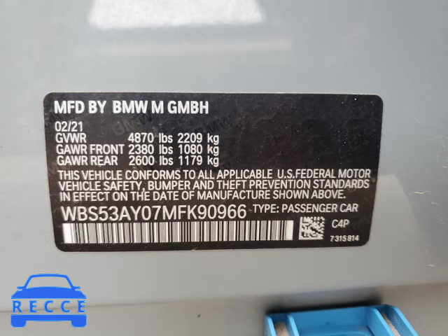 2021 BMW M3 WBS53AY07MFK90966 image 9