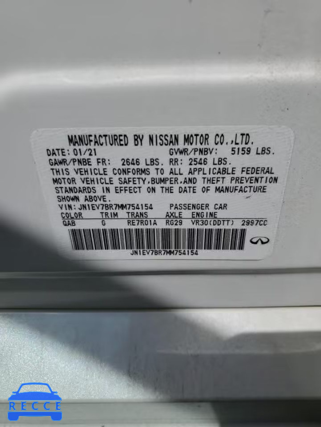2021 INFINITI Q50 LUXE JN1EV7BR7MM754154 image 9