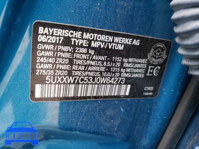 2018 BMW X4 XDRIVEM 5UXXW7C53J0W64273 image 9