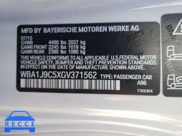 2016 BMW M235XI WBA1J9C5XGV371562 image 9
