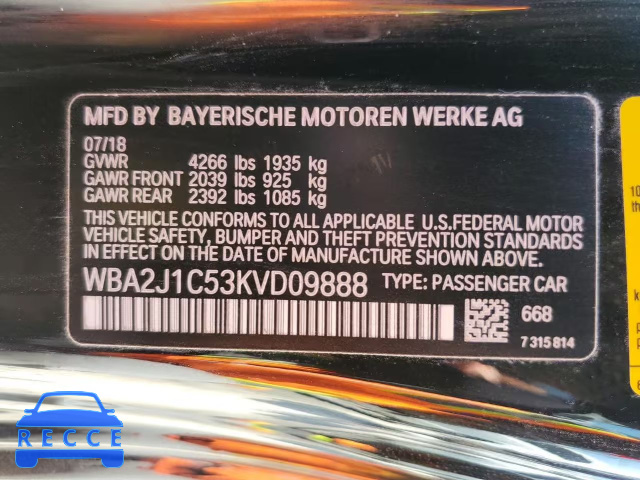 2019 BMW 230I WBA2J1C53KVD09888 зображення 9