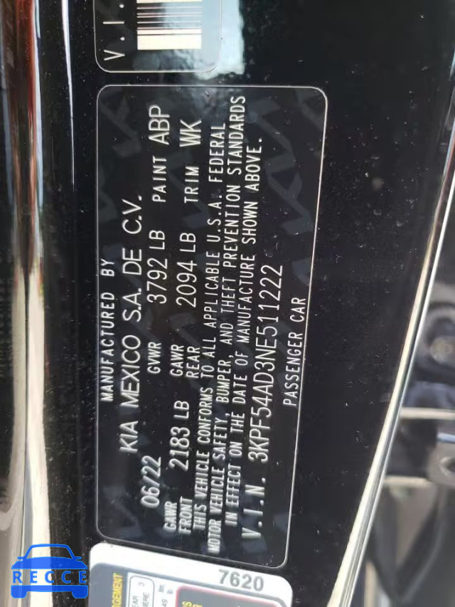 2022 KIA FORTE GT L 3KPF54AD3NE511222 Bild 9