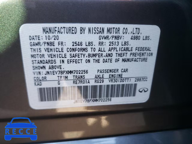 2021 INFINITI Q50 LUXE JN1EV7BPXMM702256 Bild 9
