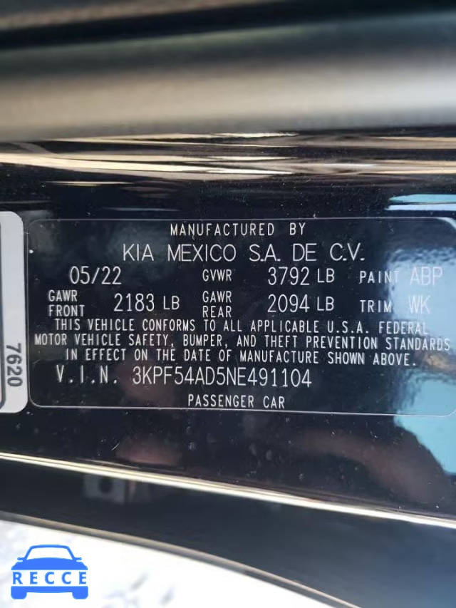 2022 KIA FORTE GT L 3KPF54AD5NE491104 Bild 9