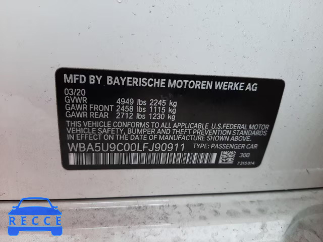 2020 BMW M340XI WBA5U9C00LFJ90911 image 9