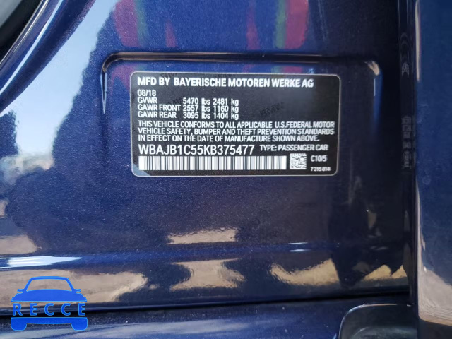 2019 BMW 530XE WBAJB1C55KB375477 image 9