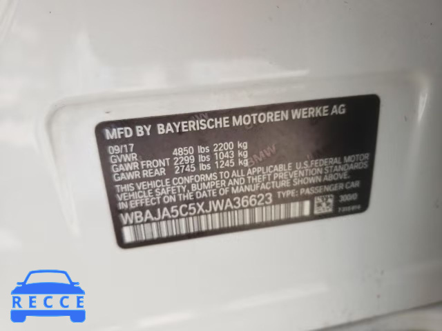 2018 BMW 530 I WBAJA5C5XJWA36623 image 9