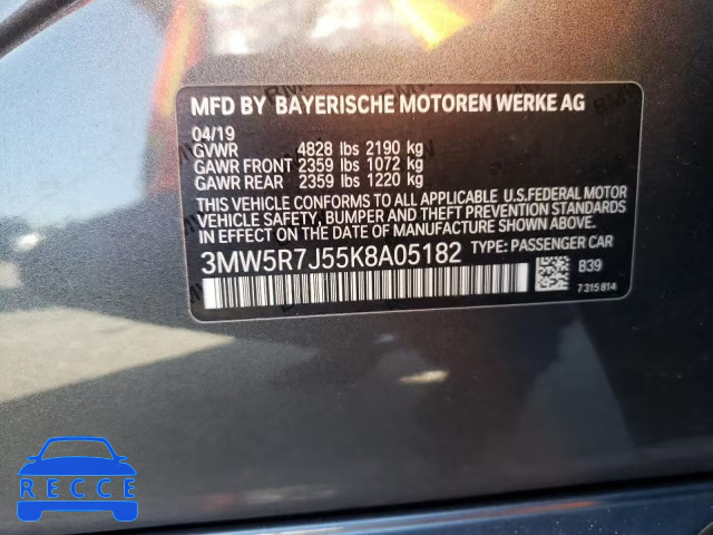 2019 BMW 330XI 3MW5R7J55K8A05182 image 9