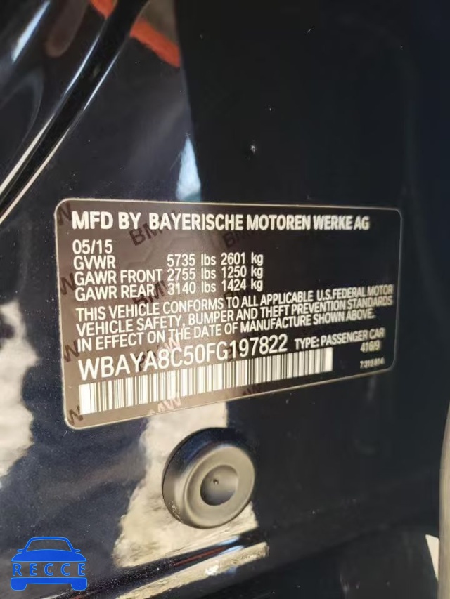 2015 BMW 750 I WBAYA8C50FG197822 image 9