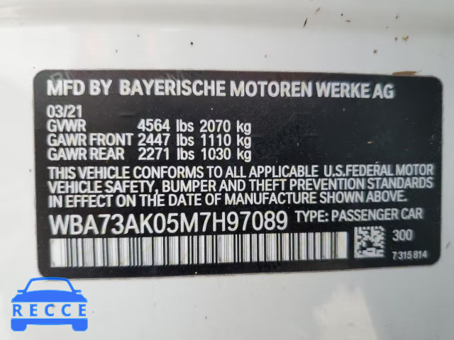2021 BMW 228XI WBA73AK05M7H97089 зображення 9