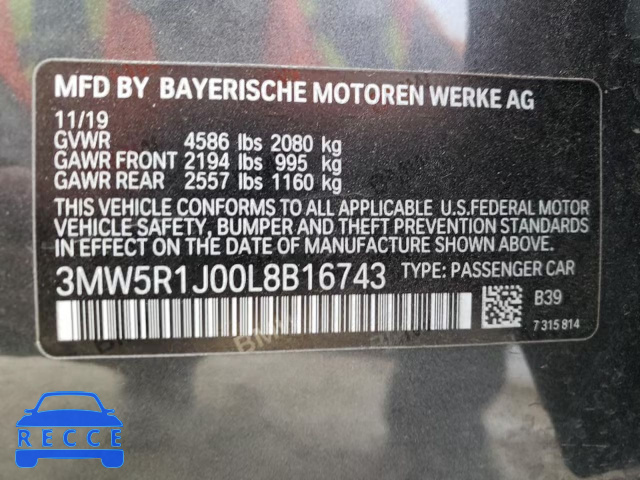 2020 BMW 330I 3MW5R1J00L8B16743 image 9