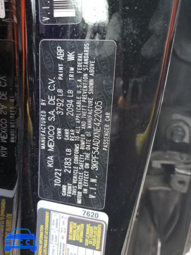 2022 KIA FORTE GT L 3KPF54ADXNE422005 image 9