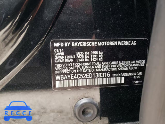 2014 BMW 740 LI WBAYE4C52ED138316 image 9