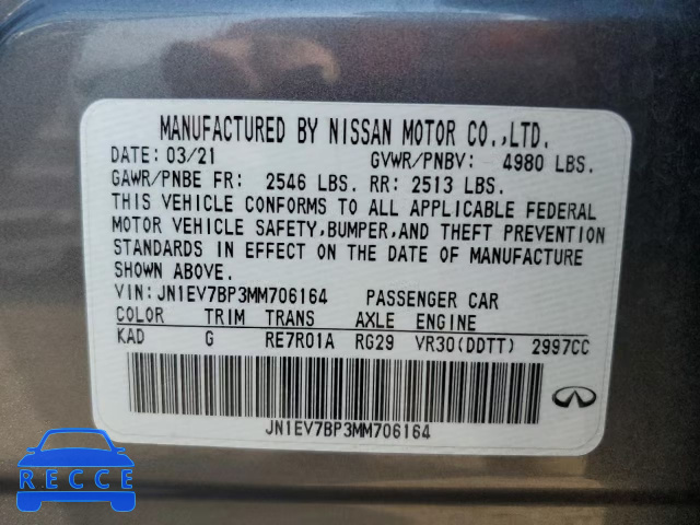 2021 INFINITI Q50 LUXE JN1EV7BP3MM706164 Bild 9