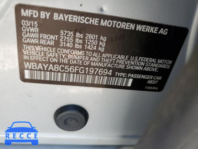 2015 BMW 750 I WBAYA8C56FG197694 image 9