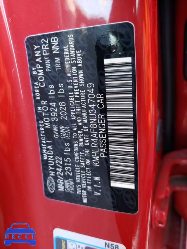 2022 HYUNDAI ELANTRA N KMHLR4AF8NU347049 image 9