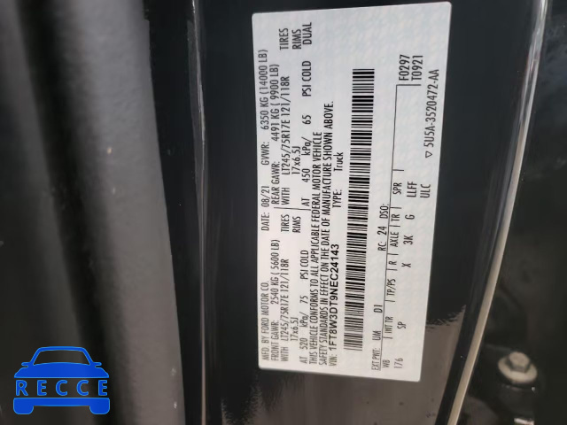 2022 FORD F350 SUPER 1FT8W3DT9NEC24143 image 9