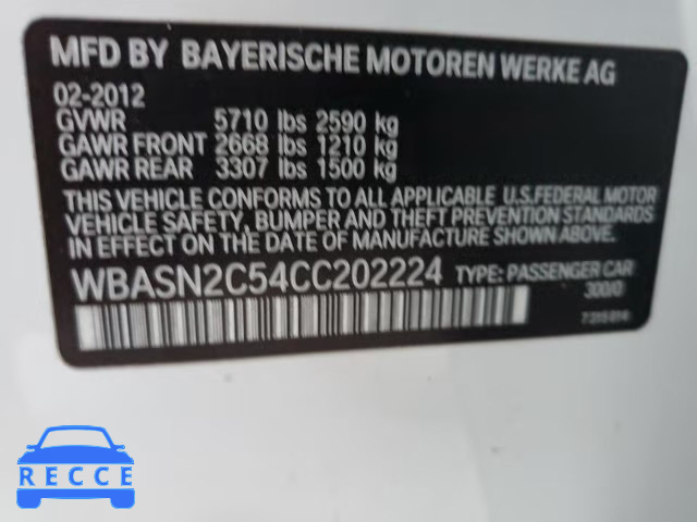 2012 BMW 535 IGT WBASN2C54CC202224 зображення 9