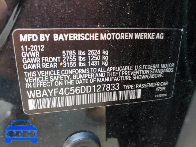 2013 BMW 740 LXI WBAYF4C56DD127833 image 9