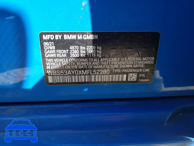 2021 BMW M3 WBS53AY0XMFL52280 Bild 9