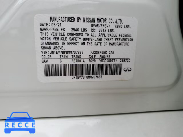 2021 INFINITI Q50 LUXE JN1EV7BP8MM707665 зображення 11