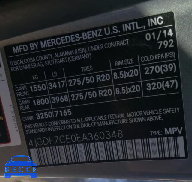 2014 MERCEDES-BENZ GL450 4JGDF7CE0EA360348 зображення 9