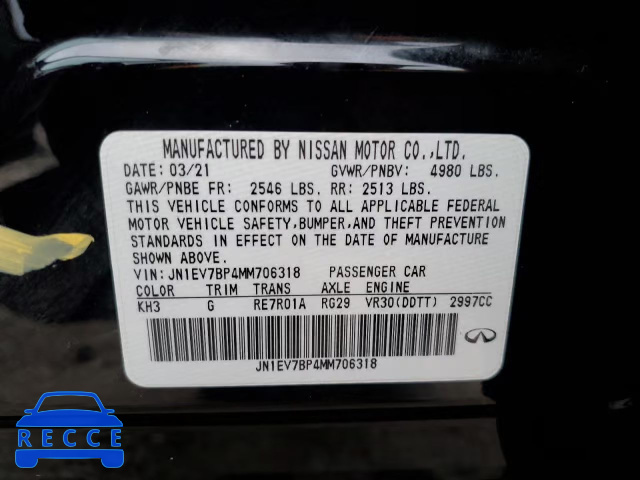 2021 INFINITI Q50 LUXE JN1EV7BP4MM706318 зображення 9