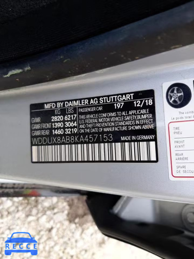 2019 MERCEDES-BENZ S MERCEDES WDDUX8AB8KA457153 image 9