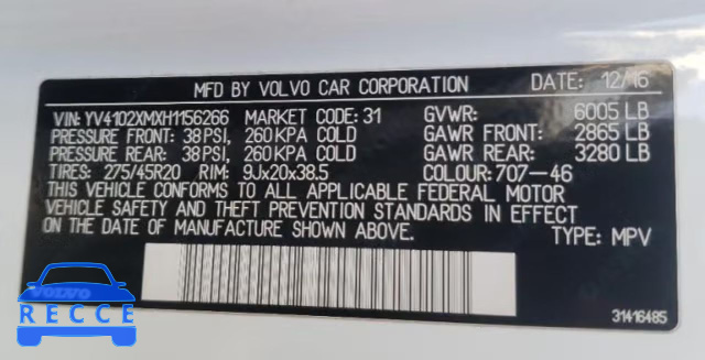 2017 VOLVO XC90 T5 YV4102XMXH1156266 image 9