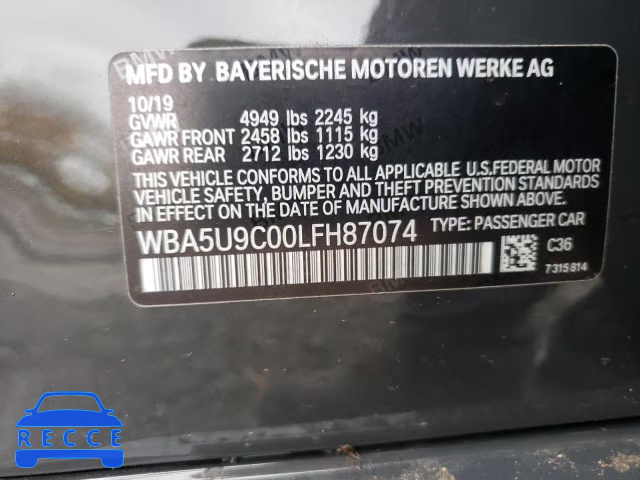 2020 BMW M340XI WBA5U9C00LFH87074 image 9