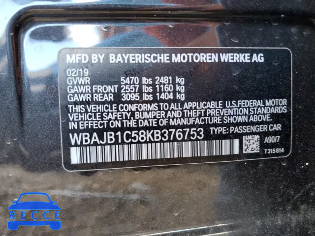 2019 BMW 530XE WBAJB1C58KB376753 image 9