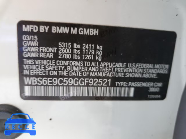 2016 BMW M6 GRAN CO WBS6E9C59GGF92521 image 11